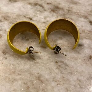 Bright yellow chunky hoop earrings